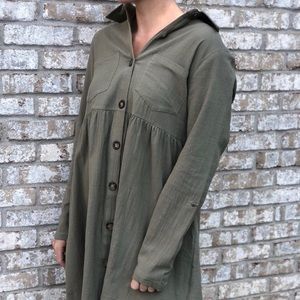 Olive Midi Long Sleeve Dress